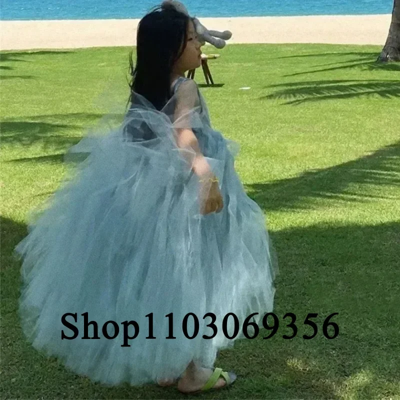 Custom Made Flower Girl Dress Tulle Piano Performance Princess Baby Girl Prom Dress for Wedding Birthday Party Evening Gown