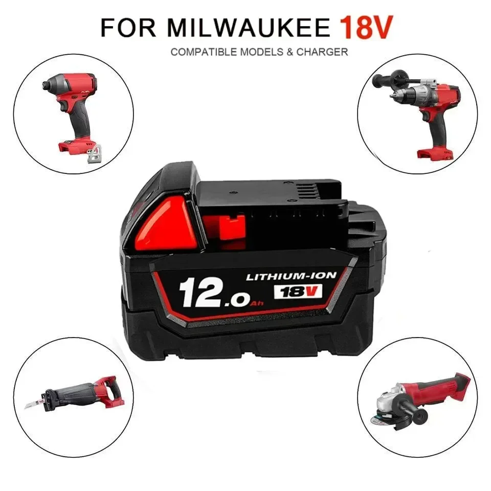 For Milwaukee M12/M18 Battery 5.0Ah/6.0Ah/8.0AH  18V Rechargeable Battery For Milwaukee Tool 48-11-2402 48-11-2411 48-11-2401