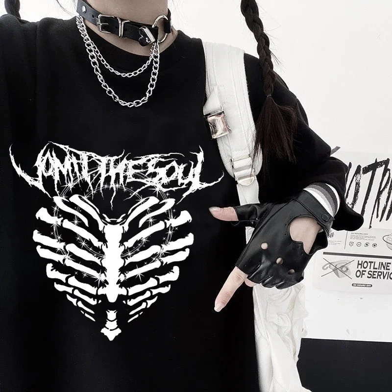 Oversized T-shirt Women Harajuku Casual Short Sleeve Tee Shirt Summer Cartoon Pattern Chic LOVE Print Punk Fashion Tops Clothes