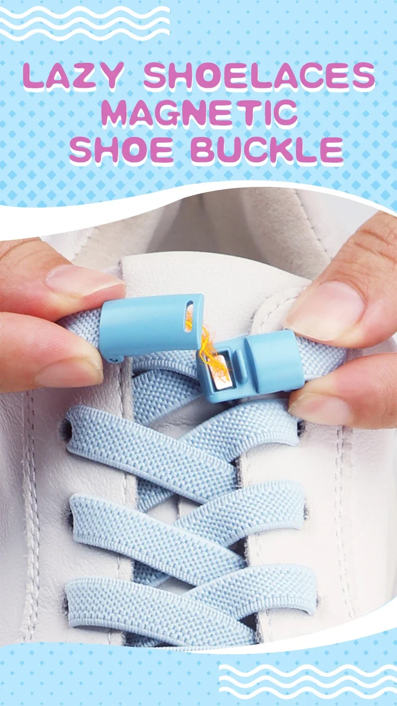 Bunte Magnetische Schnürsenkel Elastische Schnürsenkel ohne Binden Breite Schnürsenkel für Kinder & Erwachsene Sneaker-Schuhzubehör – Detail 1