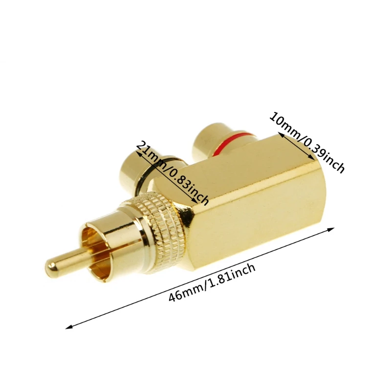 o Splitter Plug RCA 1 Male to 2 Female Socket Connector Adapter Dropship