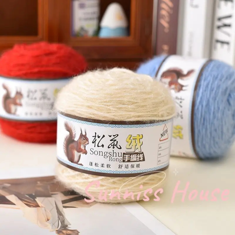 150g/roll Imitation Squirrel Wool Yarn，Medium Thick Acrylic Wool Yarn Thread，Hand Knitted Scarf and Hat Slipper Thread