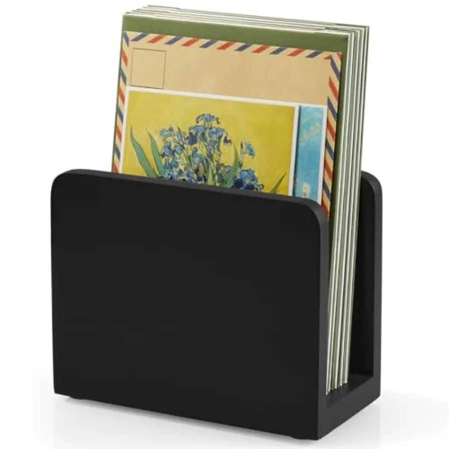 

Wood Mail Organizer, Mail Holder for Desk, Black Letter Holder for Countertop, Small Envelope Holder, Desk Organizers and Acces