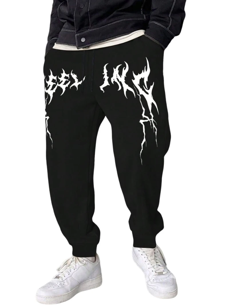 

Fitness Hip Hop Harajuku Y2K Men's Graphic Sweatpants Drawstring Casual Joggers Pants Baggy Straight Gym Running Workout Pants