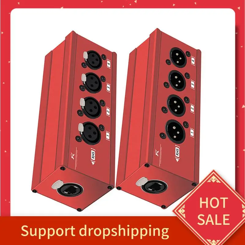 

B44C Live Stage Audio Recording 4-Channel 3Pin XLR To RJ45 Ethercon Network Extender For Studios Red