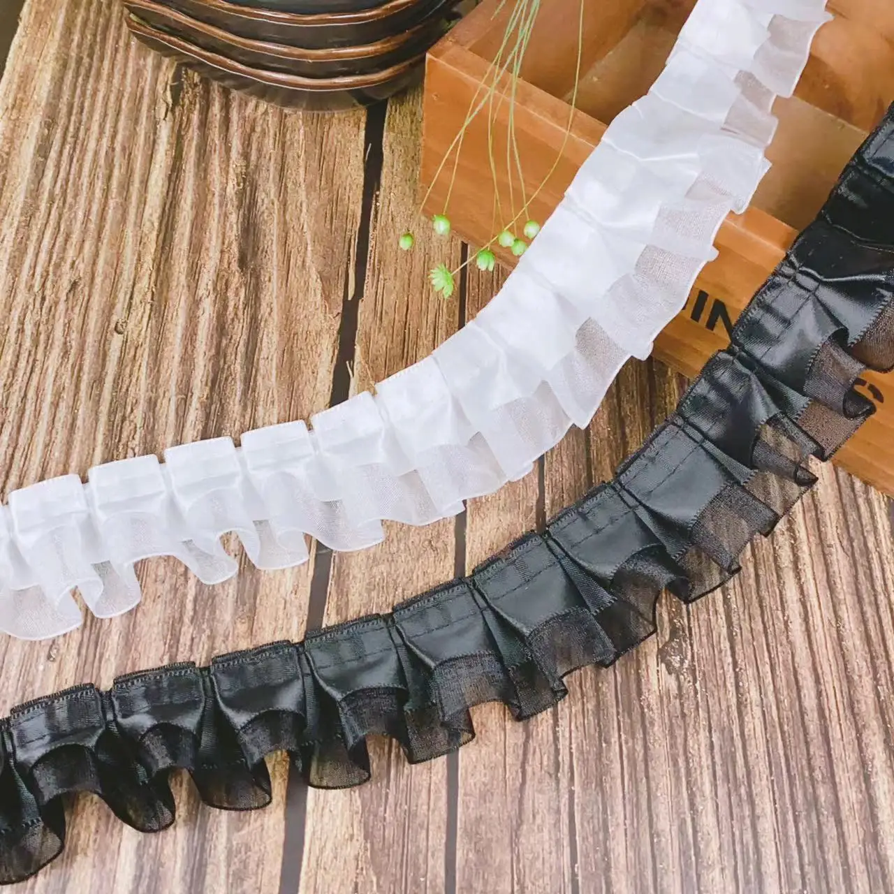 4Cm Breed Nieuw Wit Zwart Organza Geborduurde Bloem Kant Stof Dubai Naaien Diy Trim Applique Lint Kraag Bruiloft Decor