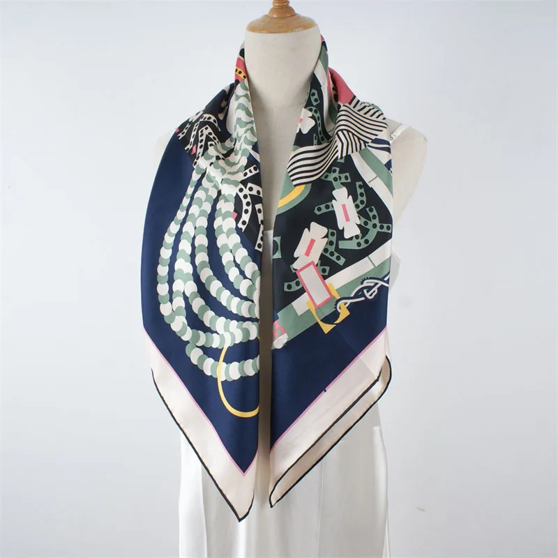 2025 Spring 100% Silk Scarf Shawl Fashion Printed Real Silk Scarves Neckerchief for Women