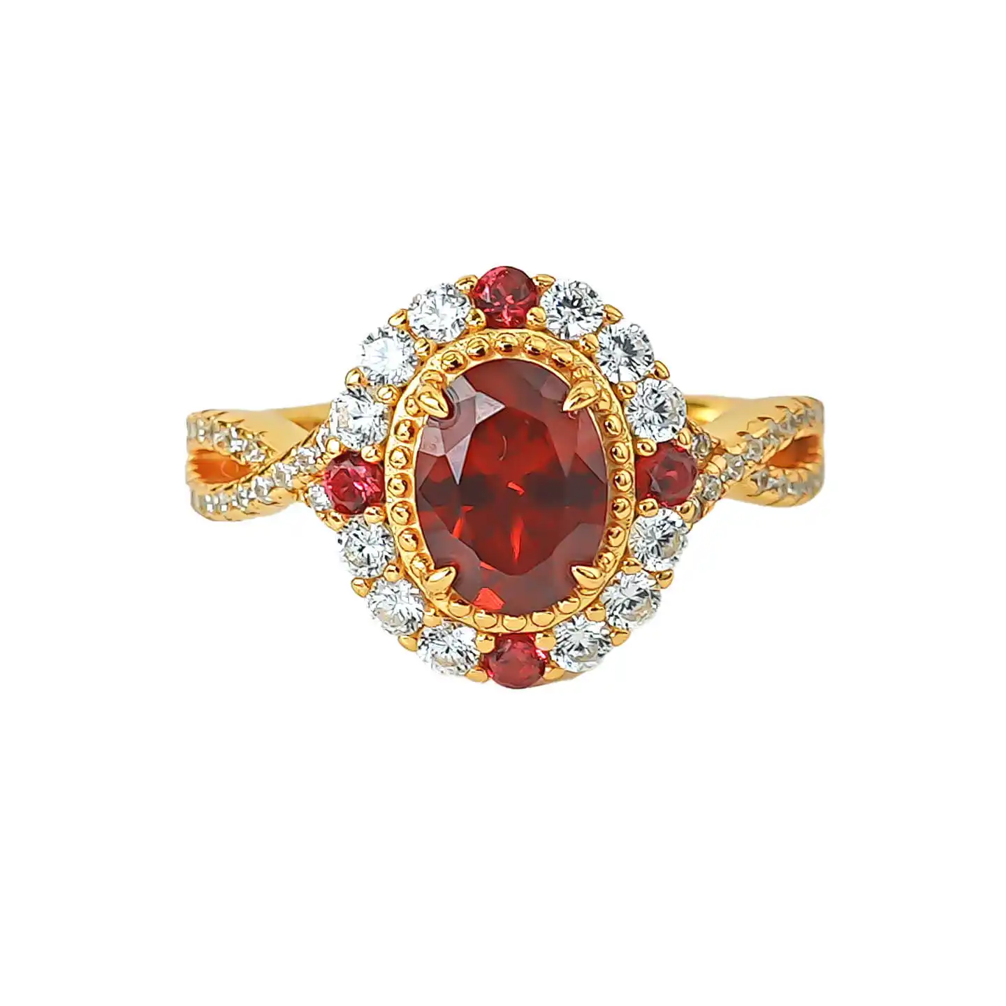 1.5ct Cultivated Blood Diamond Ring 925 Silver Gold Plated Lightweight Luxury Daily Color Gemstone Ring