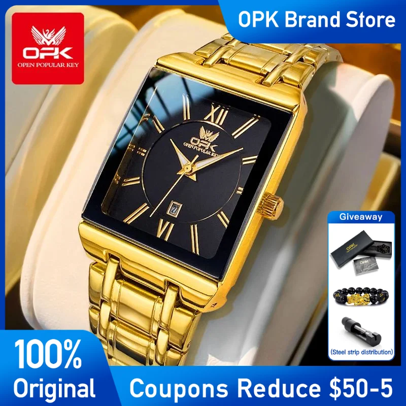 

OPK Mens Watch Luxury Brand Stainless Stee quartz Wristwatch Waterproof Luminous auto date Display Reloj Hombre