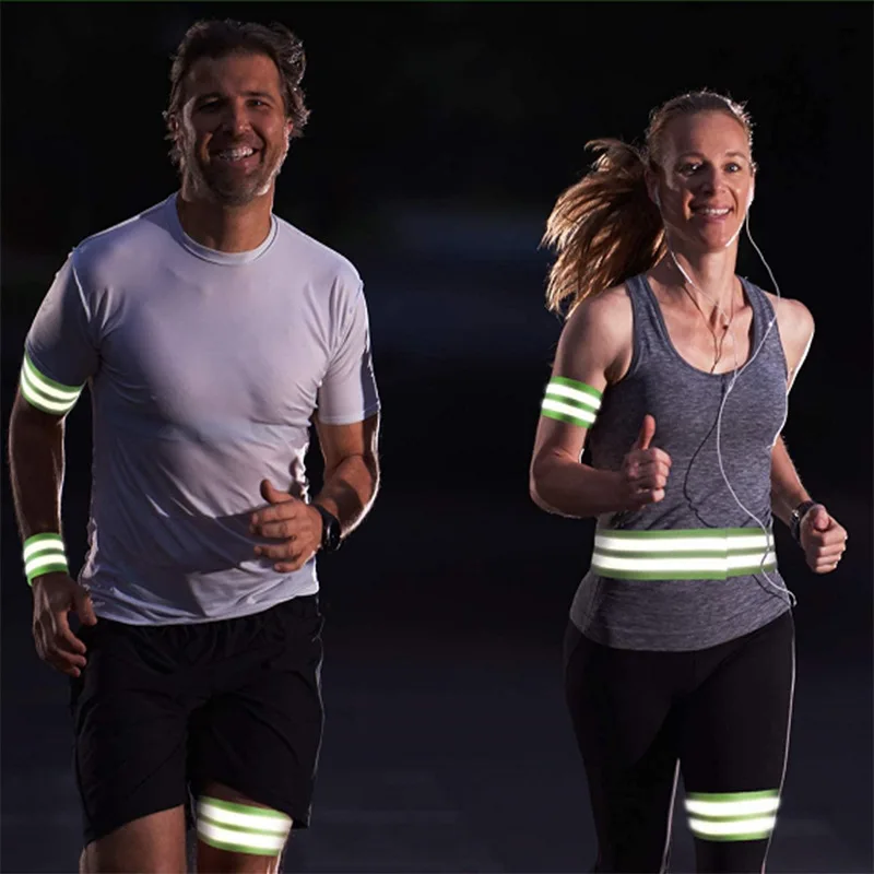 High Visibility Motor Bands Elastic Waistbands And Wristbands Reflective Waist Belt Safety For Night Running Jogging Cycling