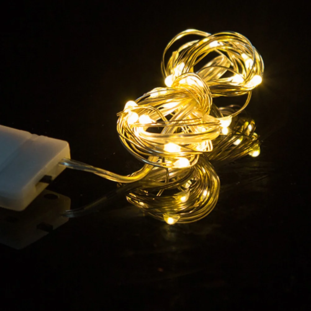 

5Pcs Warm Yellow LED Copper Wire Light String Birthday Cake Decoration Baking Party Fruit Cupcake Picks Decoration Lighting