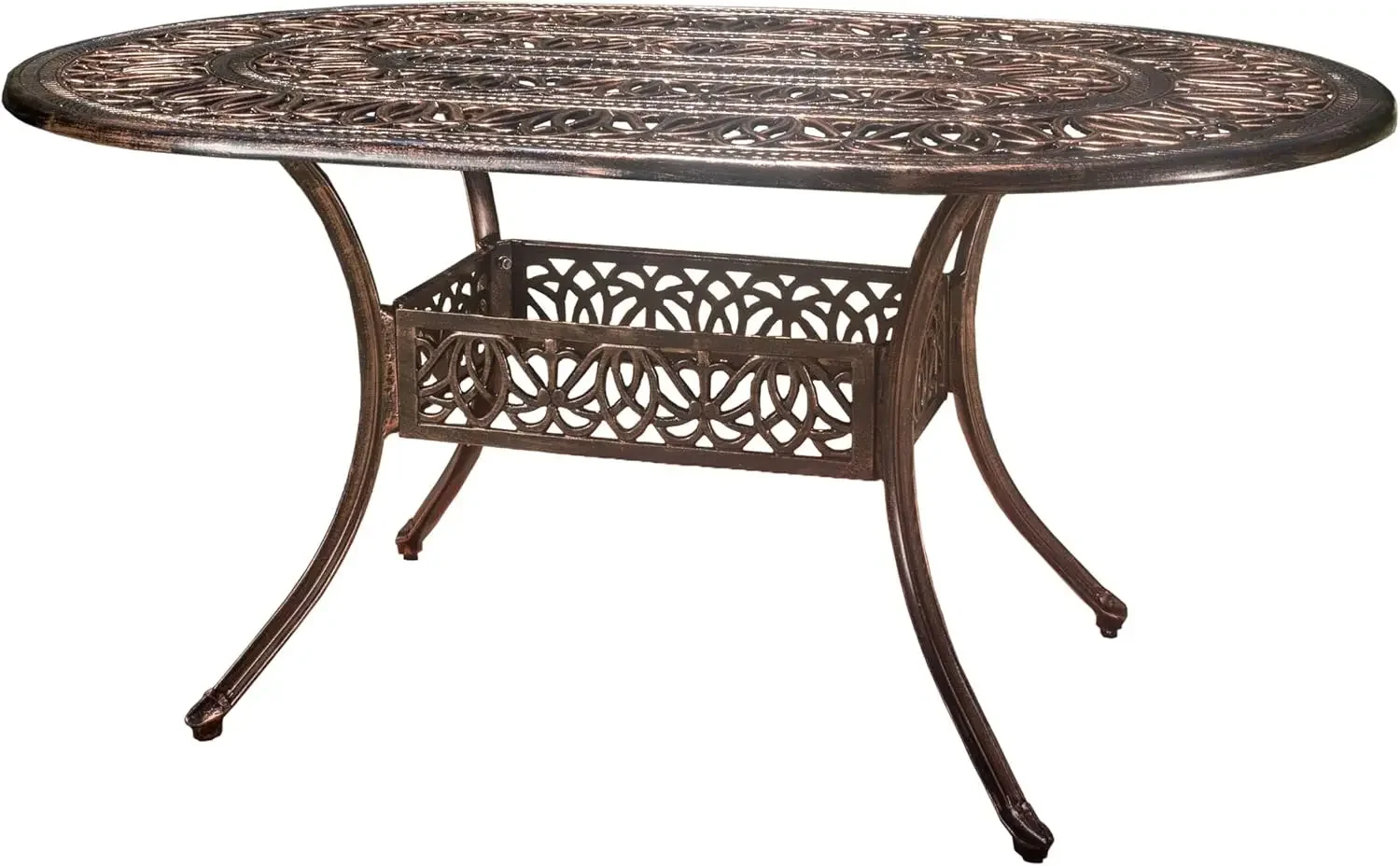 Tucson Cast Aluminum Dining Table, Shiny Copper