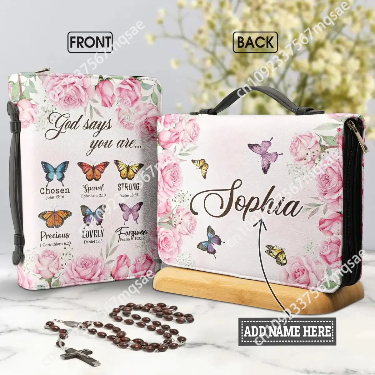 

Pretty Butterflies Floral Bible Hymns Print Bible Cover Personalized Name Book Protective Case High Quality Bible Bags Gifts