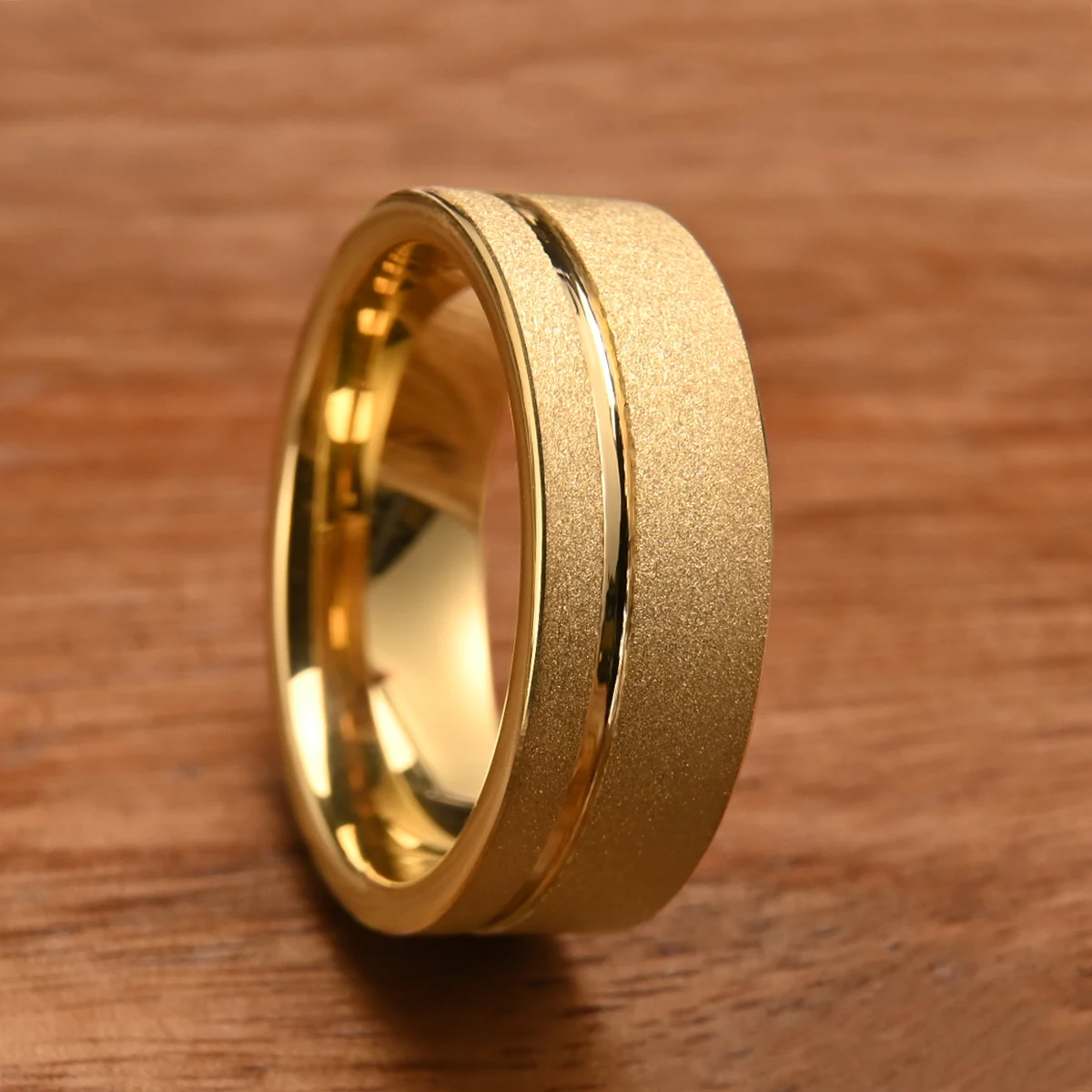 Anillos de matrimonio Luxus-Versprechensringe für Männer Joyas Wolframring vergoldeter Schmuck Herrenschmuck Accessoires Homme – Detail 8