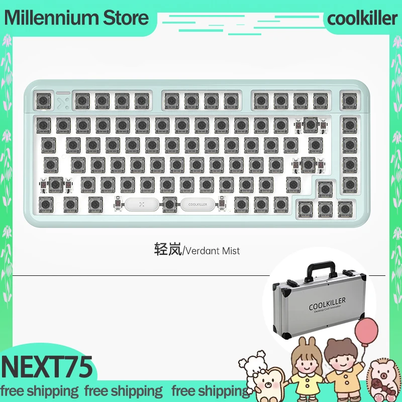 Coolkiller NEXT75 Mechanical Keyboard 3Mode 2.4G Wireless Bluetooth Keyboard RGB Backlit Keyboard RT CNC Customize Keyboard Gift