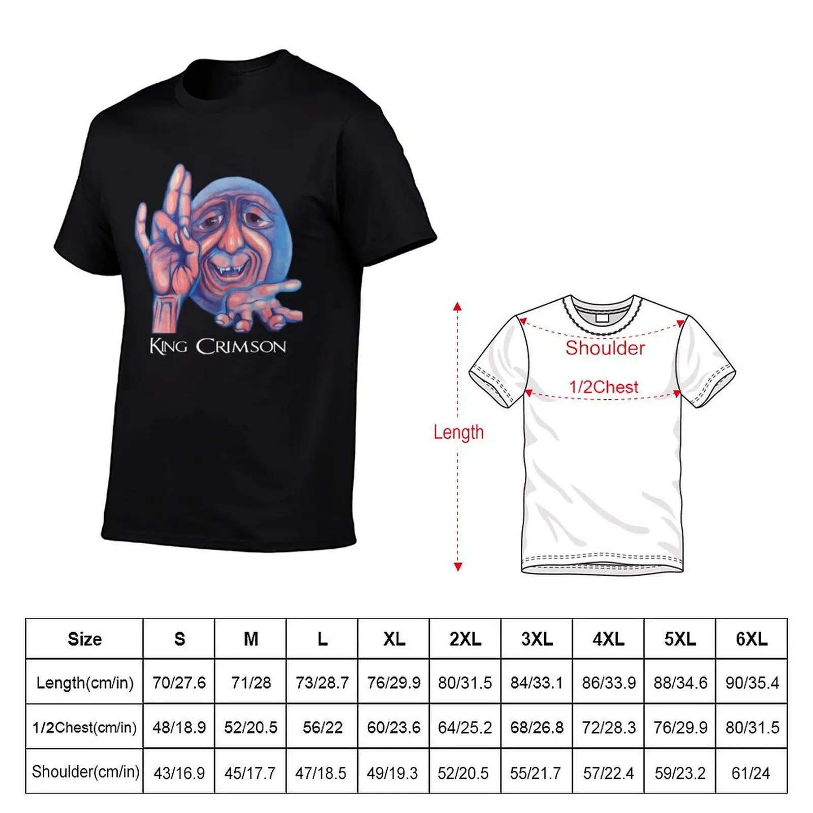 Crimson King Artwork - In The Court Of The Crimson King Album T-Shirt Basic Solid Color Short Sleeve Cotton Top