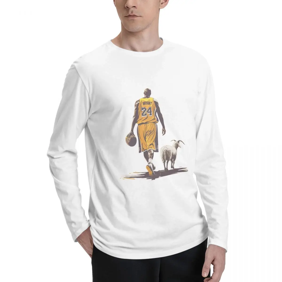 Kobe-Bryant Goat 100% Cotton Solid Tshirts Mens Long Sleeve Fashion Brand Trend Clothing Tees Autumn Tops