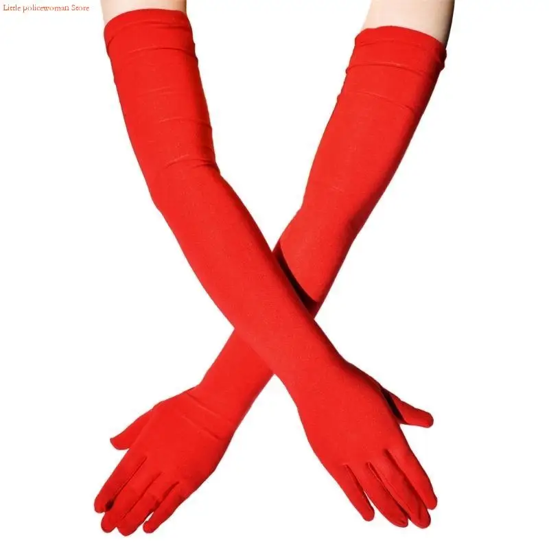 

F92D женские длинные перчатки для свадебной вечеринки, длинные перчатки для банкетов и вечеринок, одноцветные этикеты, перчатки