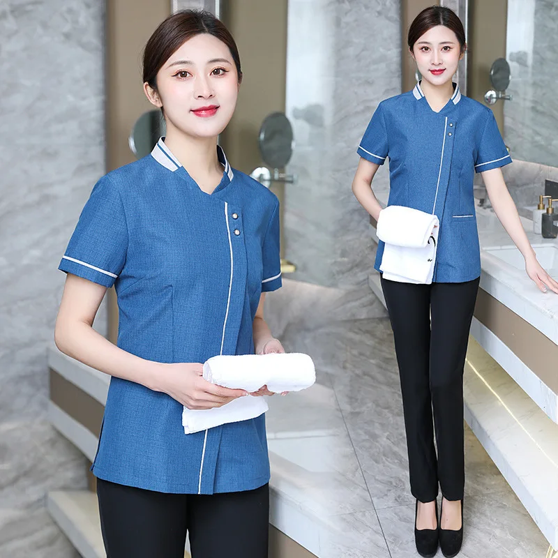 

Cleaning Work Clothes Short Sleeve Women's Hotel Guest Community Property Housekeeping Room Sister-in-Law Cleaner Aunt Summ