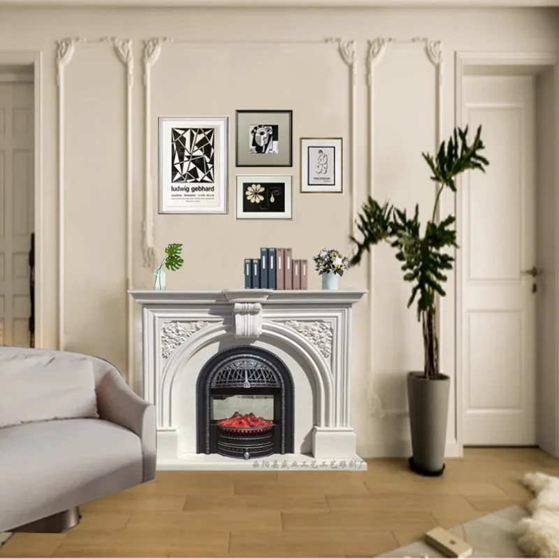 

Marble carved fireplace White Marble stone carved fireplace American style porch fireplace frame furniture decoration arch backg