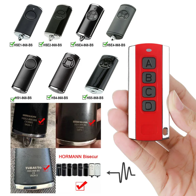 

HORMANN HSE4 HSE2 HSE1 HS5 HS4 HS1 HSD2 HSP4 HSS4 868 BS Series Пульт дистанционного управления гаражными воротами 868МГц Совместимый ключ для открывания ворот