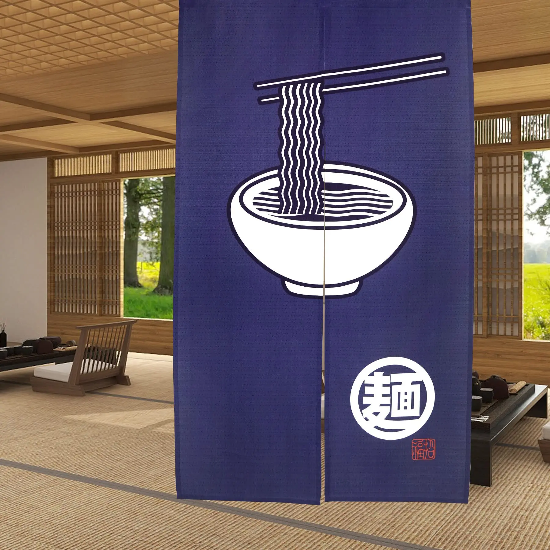 

Noren Japanese Style Doorway Curtain Bedroom Privacy Partition Sushi Ramen Restaurant Kitchen Entrance Navy Blue Door Curtain