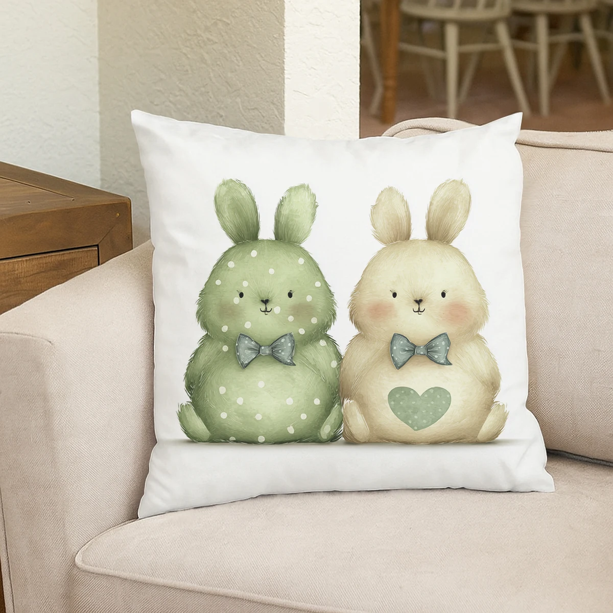 

Мягкая наволочка с милым рисунком кролика, 2D-печать, полиэстер, для дома, дивана, спальни, декоративная наволочка