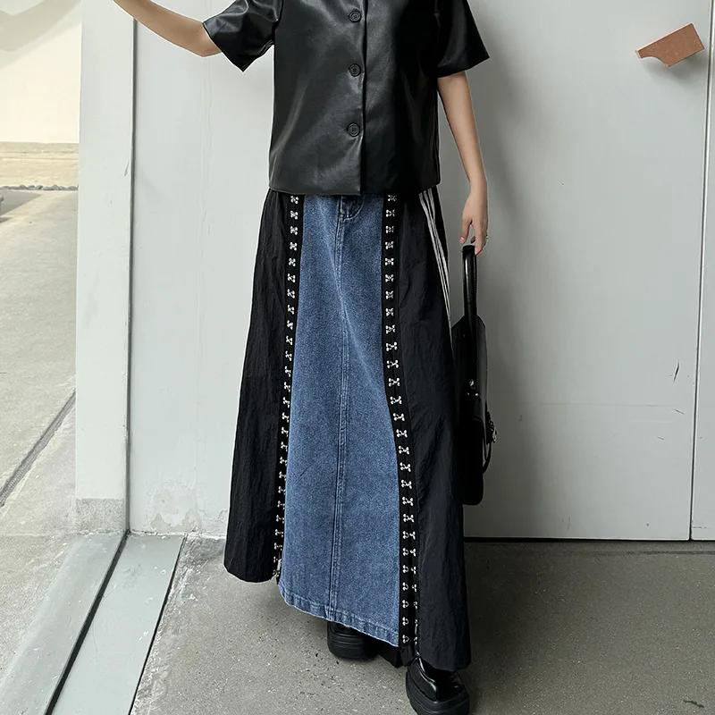 Tannt Women skirt long denim skirts Casual Leasure patchwork split Wholesale Dropship 2025 Y2k  Jeans For Summer Female Clothing