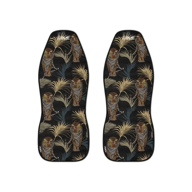 Tiger and Tropical Palm Leaves Car Seat Covers