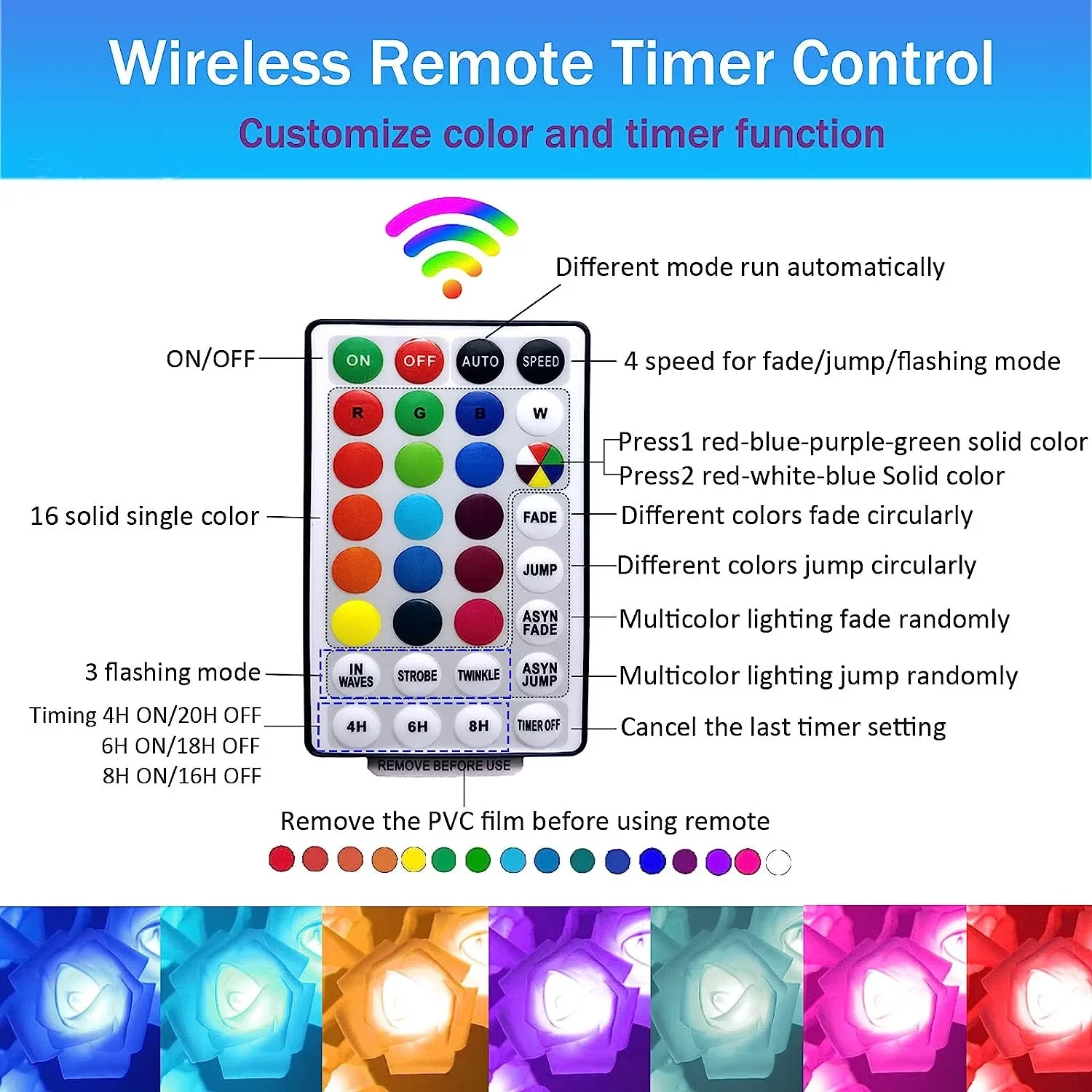 Luces LED de árbol de flores rosas, lámpara de mesa colorida con control remoto USB, decoración interior para el hogar, dormitorio, boda, navidad,