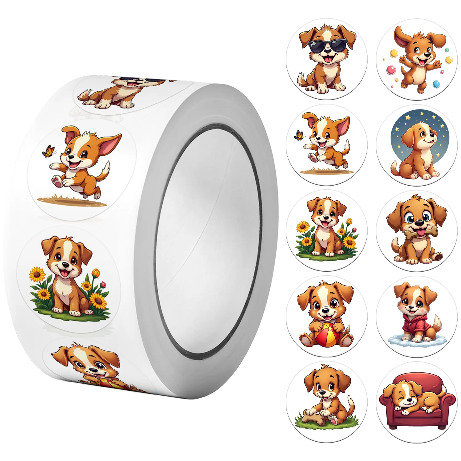 

1 рулон (500 шт.) Kawaii Wonderful Life of Little Dogs наклейки 2,5 см/1,0 дюйма 10 дизайнов наклейки Diy украшения подарки домашний декор уплотнительные этикетки