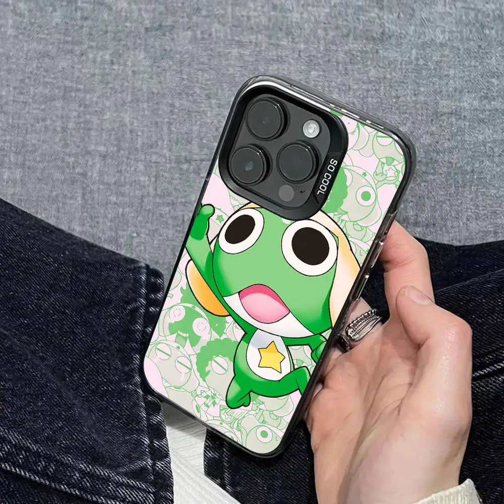 Cartoon Keroro Gunsou Frog Phone Case For IPhone 16 15 14 13 12 11 Pro Max Plus Color Shockproof Back Silver Cover