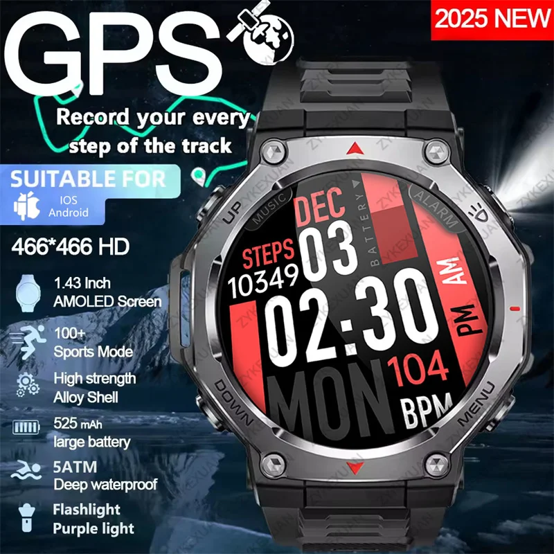 

Новые спортивные умные часы T-Rex 3, GPS, трек движения, 5 атм, водонепроницаемые, пульсометр, HD, Bluetooth, умные часы для мужчин для Xiaomi