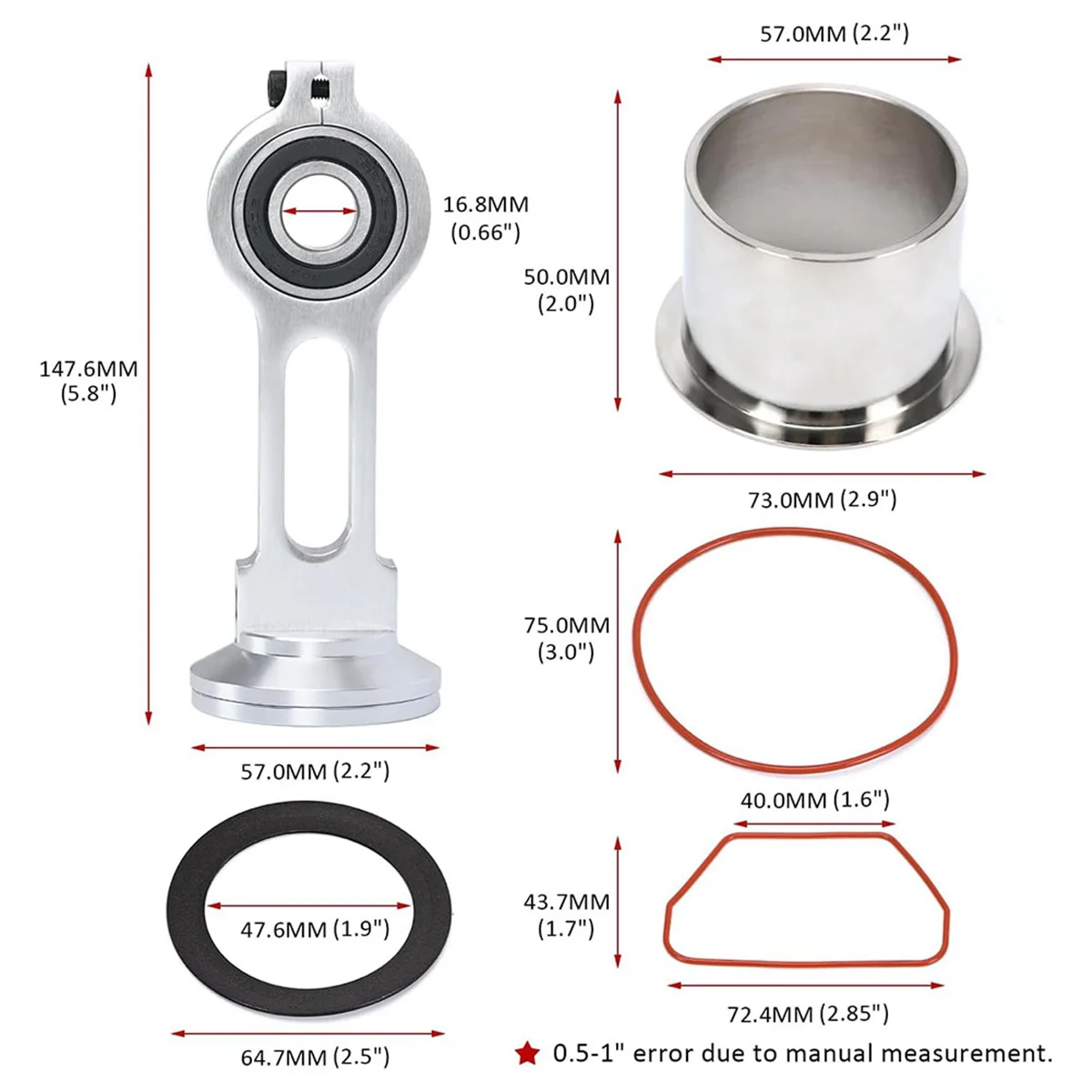 KK-4835 Compressor Piston Kit Connecting Rod Replacement Kit Cable Oil-Free Air Compressor Pump