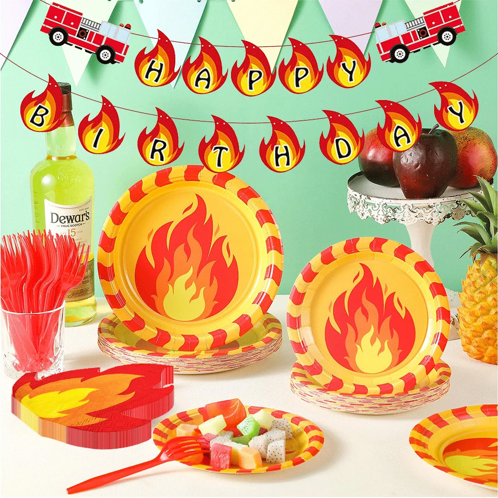 Feuer Party Dekoration Folie Feuerwehr auto Geburtstag Nummer Luftballons Flamme Serviette Banner Kinder Feuerwehr mann Feuerwehr mann Party Gunst Lieferungen – Detail 18