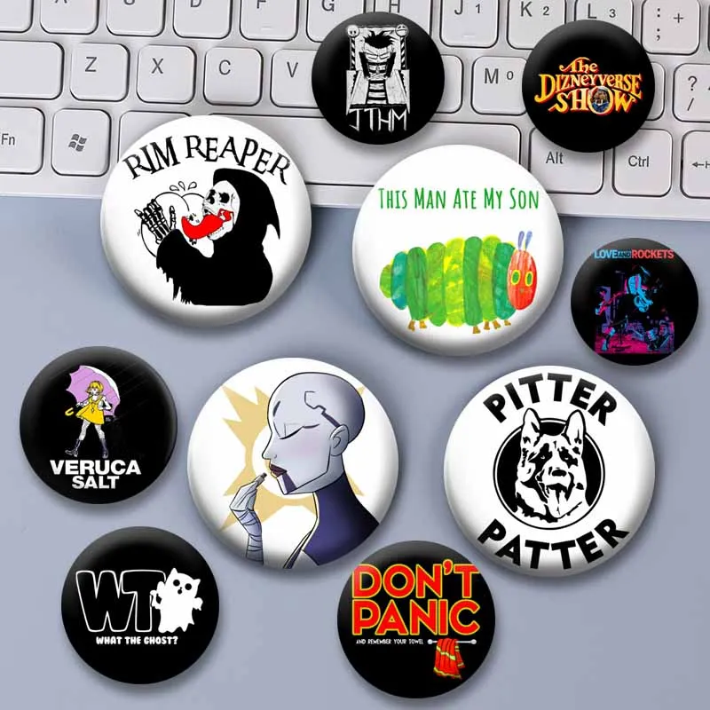 Creative Funny Coin Brooch Pop Culture Veruca Salt Badge Handmade Round Enamel Pins Backpack Shirt Jewelry Ornaments Toys Gifts
