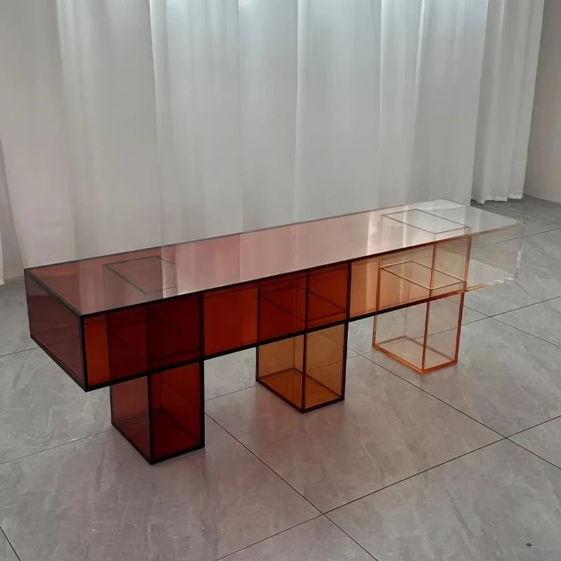 Nordic simple home with a gradual change of brown acrylic bench luxury living room rectangular acrylic bench