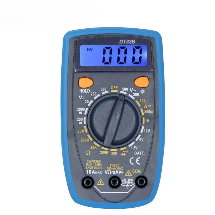 TOOL Multimeter DT33B Backlight Display, With Beep, With Jacket, Battery Test, Weihua Electronics