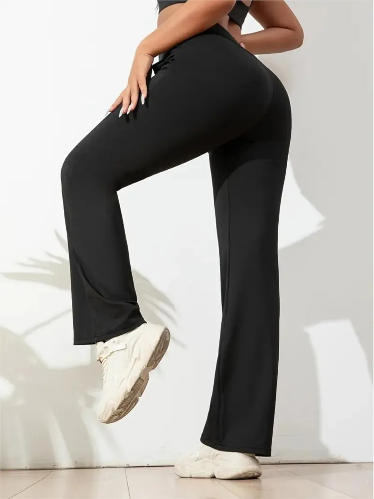 Woman's Leisure Comfort Sports Trousers Spring Autumn Fashion Solid Color High Waist Straight-leg Pants Lady Fitness Yoga Pants