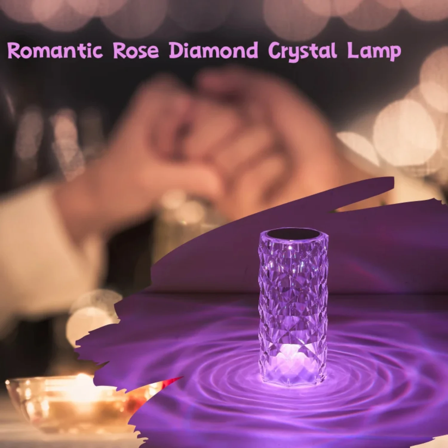 Crystal Table Lamp Remote Control Dimmable 16 Colors USB LED Bedside Rose Light Sophisticated Elegant Bedroom Night Light Stylis