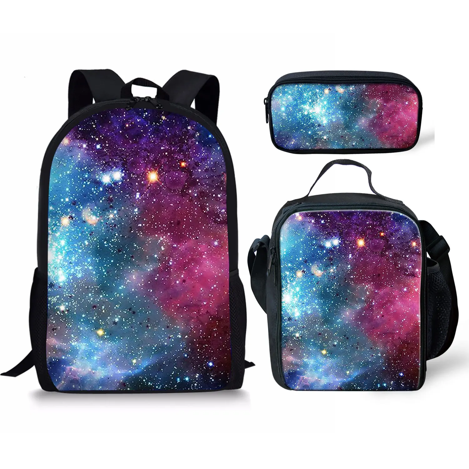 Bolsa Escolar con estampado de cielo estrellado para niñas, mochilas escolares para adolescentes, niños y estudiantes, regalos de regreso a la escuela, Juego de 3 piezas