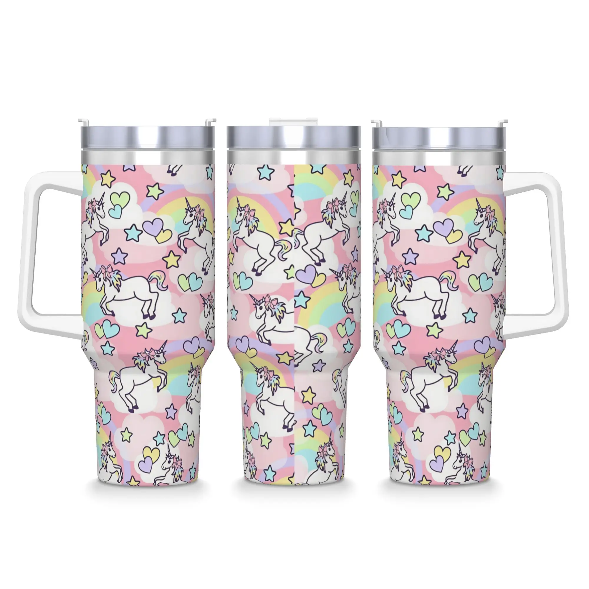Cute Unicorn Tumbler  Cold and Hot Water Bottle Leakproof Stainless Steel Coffee Mug Custom DIY Travel Car Mugs