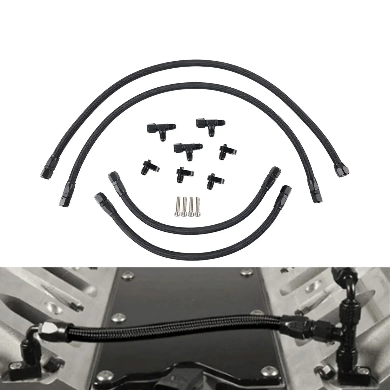 AN4 محول محرك البخار تنفيس خرطوم خط عدة الفولاذ المقاوم للصدأ مضفر خط خرطوم ل LS LSX LS1 LS2 LS6 LM7 شيفروليه بونتياك جي إم سي