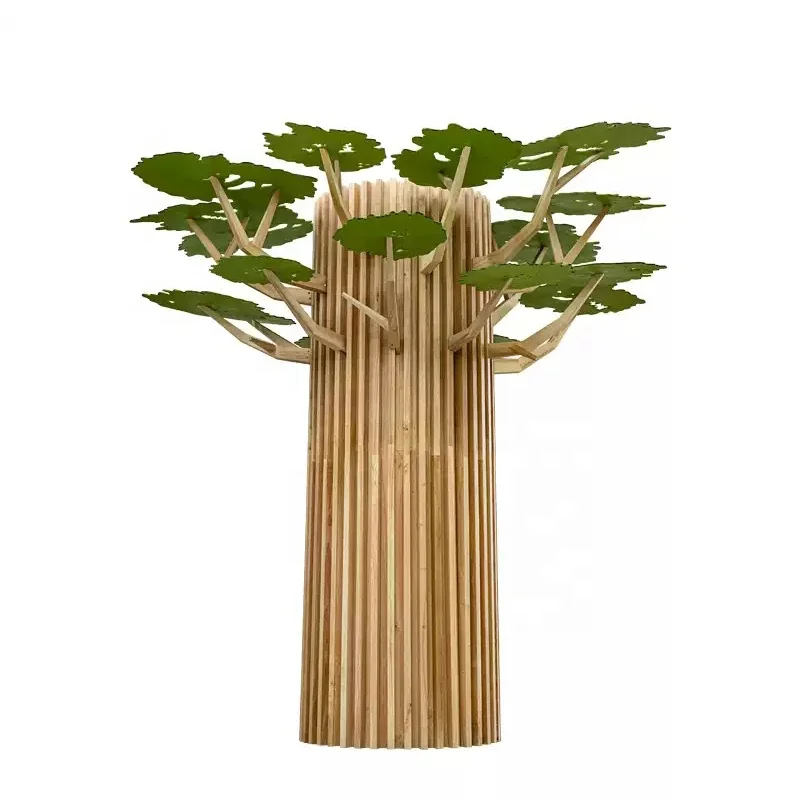 Z Custom Engraved Solid Wood Abstract Tree Sculpture Large Floor Decor For Luxury Hotel Lobby Library Marketing Center InteriorZ