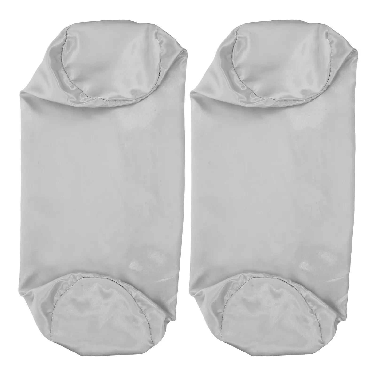 2Pcs Grey Neck Roll Pillow Covers Breathable Round Cylinder Soft Zippered Cervical Bolster Pillowcases for Travel Office Living