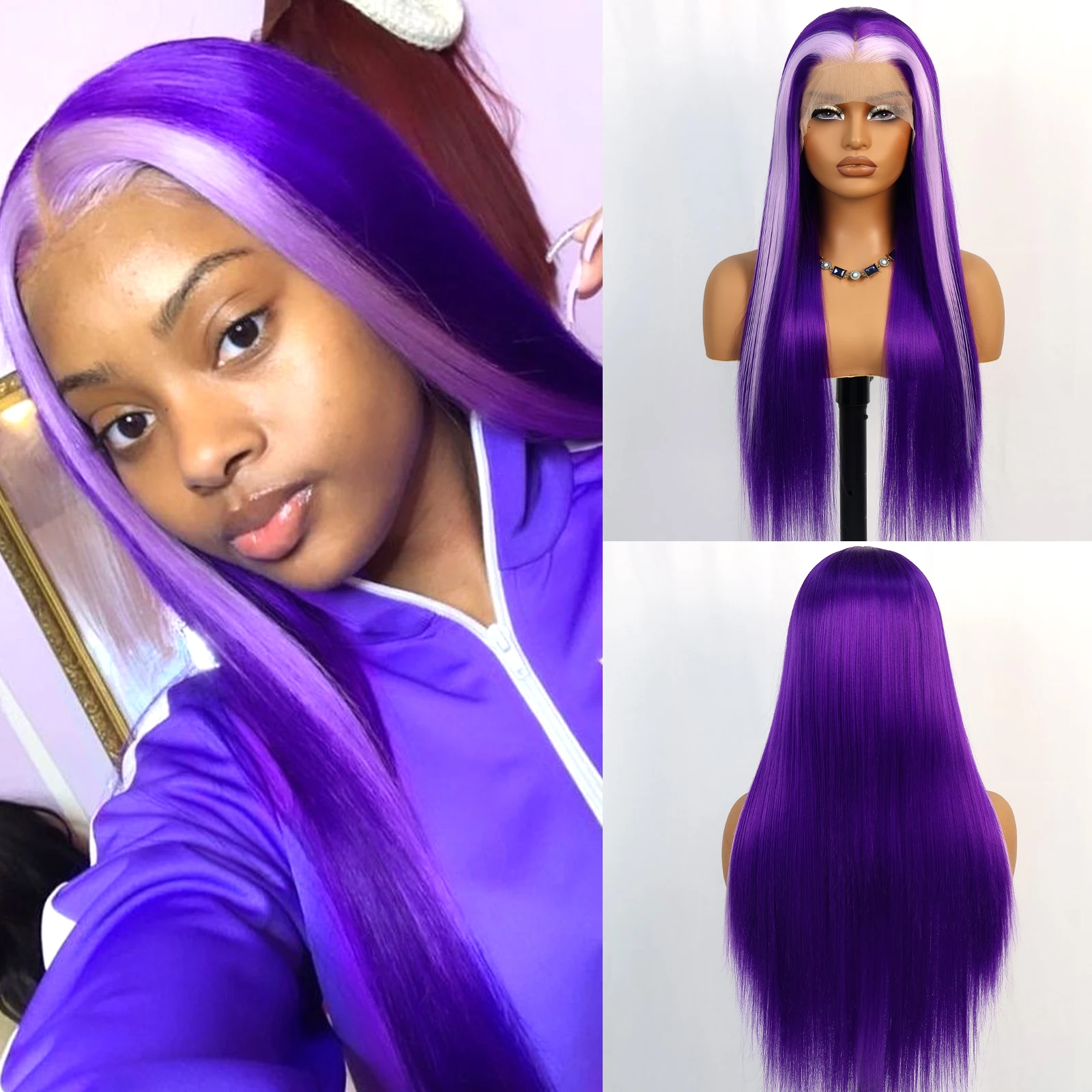 

Aubree Synthetic Wigs 13*4 Lace Front Wig For Black Women Daily Use Party Time Long Straight 28 inches 180% Density Glueless