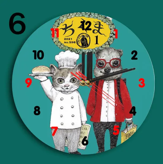 Yuko Higuchi Cat Wall Clock Hand-painted Quartz Hanging Clock Silent Wall Decor Original Design Animal Painting for Home Decor