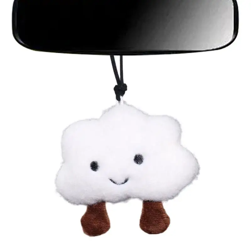 Car Cartoon Plush Pendant Auto Cartoon Cloud Rearview Reflector Pendant Soft Colors Vehicle Interior Decoration for RVs Trucks