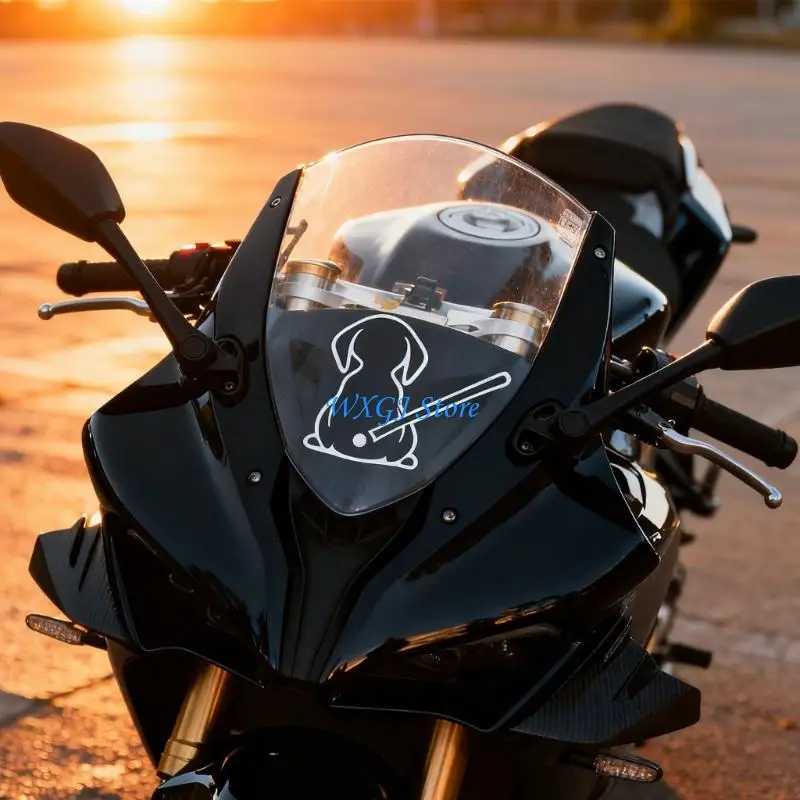 

37JE Cartoon Back Windshield Wiper Sticker With Dog Figure For Auto Glass PVC Decors