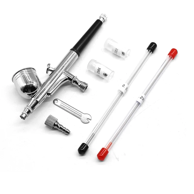 Grawitacyjny pistolet natryskowy do paznokci o podwójnym działaniu Mini Airbrush Paint Zestaw farb do makijażu Tatuowanie twarzy Pióro atramentowe Narzędzie do naprawy samochodów DIY